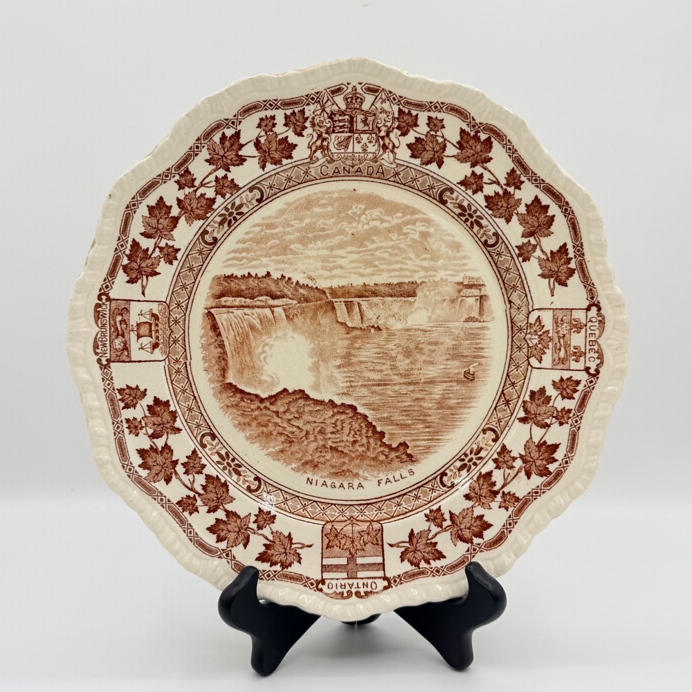 Masons Ironstone Niagara Falls Canada Plate 1920s 1930s Brown Transferware
